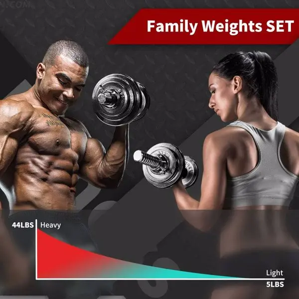 Adjustable Dumbbell Set Home Gym Cast Iron Barbell Sets with Carry Box 44lbs Office Bedroom Workout Dumbbells for Men and Women view 2
