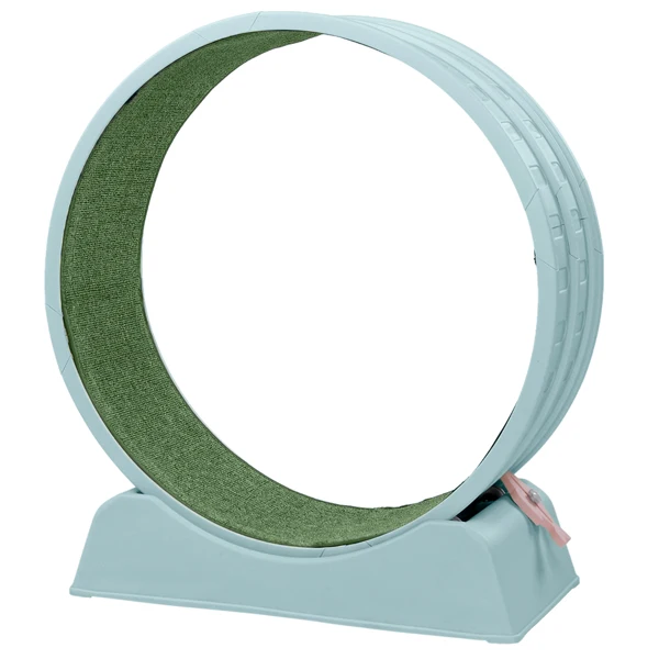 80*34*86CM Light blue PP track connector assembly, circular design with green carpet + 1 cat teaser stick, 15kg cat treadmill