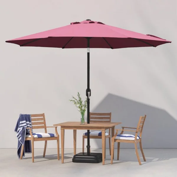Outdoor 9ft Patio Umbrella with Crank Handle and Push Button Tilt, Outdoor Market Umbrella with 8 Ribs - Burgundy view 6