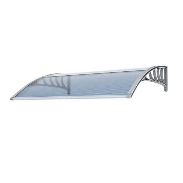 Awning for Door Entrance Window, 38x40 Inch Window Canopy Exterior, UV Rain Snow Protection for House Porch Patio Deck, Gray Bracket & Gray Blue Board view 2