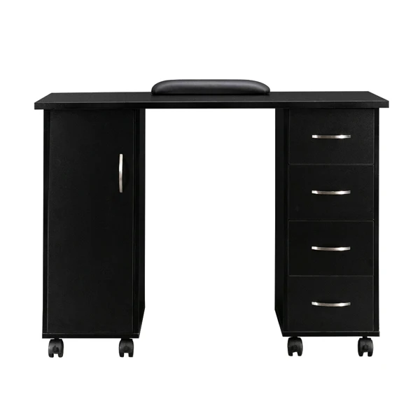 Double Edged Manicure Nail Table with Drawer Black view 6