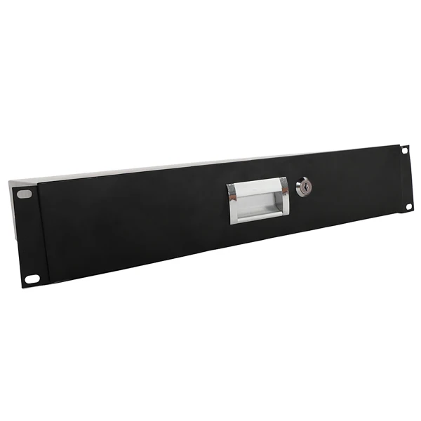 19" 2U Steel Plate DJ Drawer Equipment Cabinet with Keys Black view 4