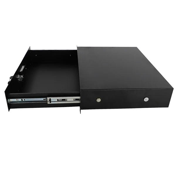 19" 2U Steel Plate DJ Drawer Equipment Cabinet with Keys Black view 6