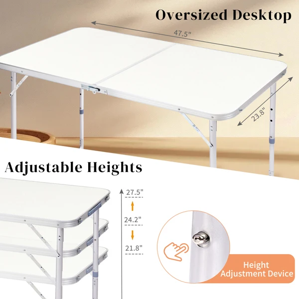 120 x 60 x 70 4Ft Portable Multipurpose Folding Table White view 6