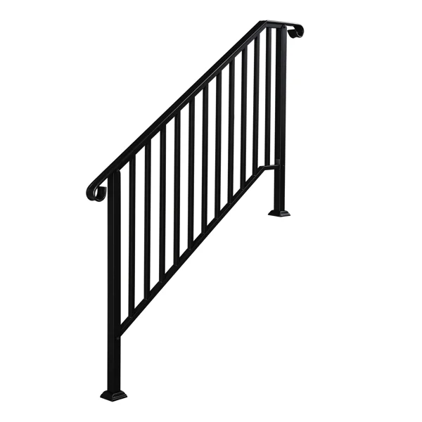 Artisasset Matte Black Outdoor 4 Level Iron Handrail view 4