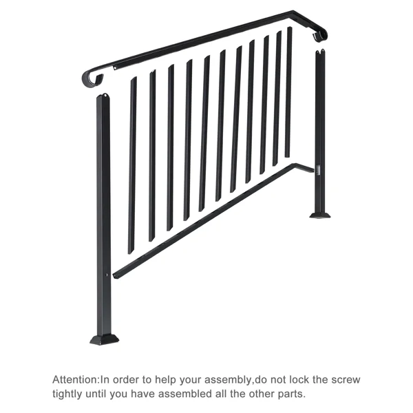 Artisasset Matte Black Outdoor 4 Level Iron Handrail view 5