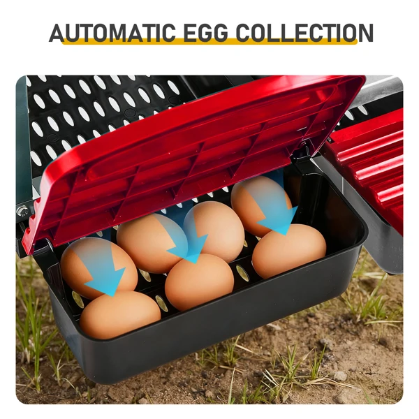 Chicken Nesting Box, 8 Compartment Roll Away Nesting Box for Laying Eggs, Wall Mount Chicken Nesting Boxes, Easy Egg Collection, Cleanable Pull Out Hen Roosting Boxes, 8 Holes, Red view 4