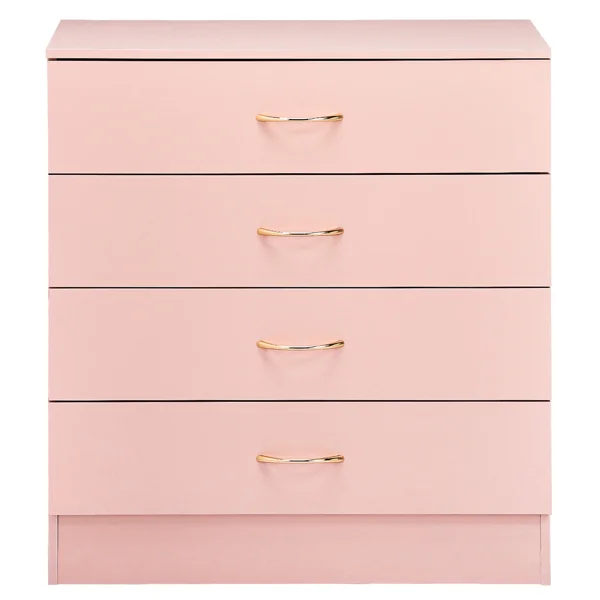 25.98"*12.99"*30.42" 4-Drawer Cabinet Faux Rose Gold Handles Pink view 2