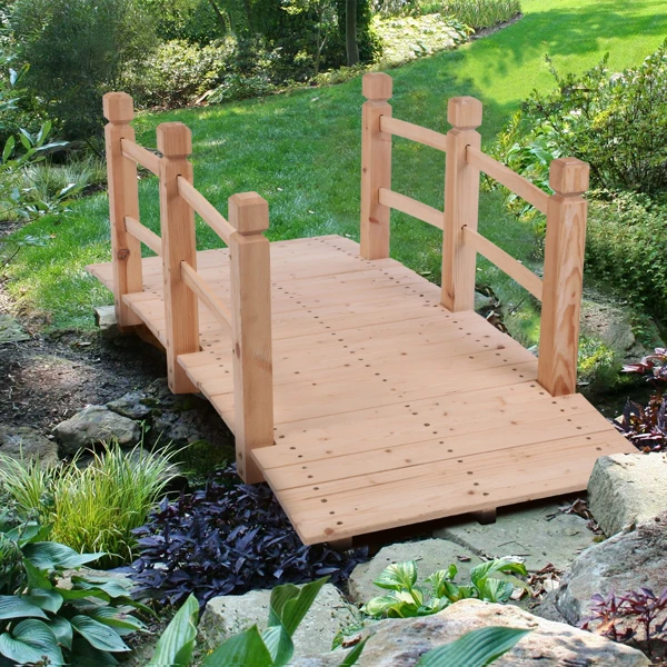 [Replace 50941446]Arch Bridge Small Wooden Bridge Courtyard Outdoor Anticorrosive Wood Landscape Bridge Burlywood view 5