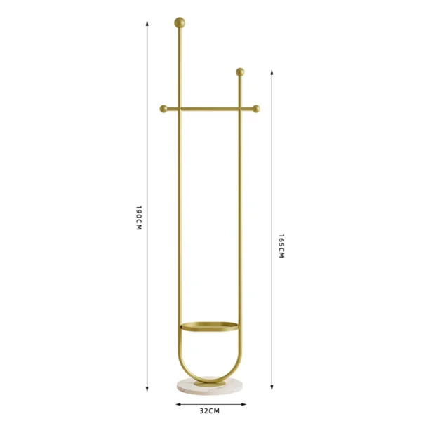 Clothing Rack, Golden Metal Freestanding Heavy Duty Clothes Rack with Marble Base, Multipurpose Garment Hanger for Bedroom, Hat, Scarf, Jacket view 2