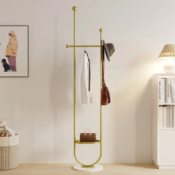 Clothing Rack, Golden Metal Freestanding Heavy Duty Clothes Rack with Marble Base, Multipurpose Garment Hanger for Bedroom, Hat, Scarf, Jacket view 5