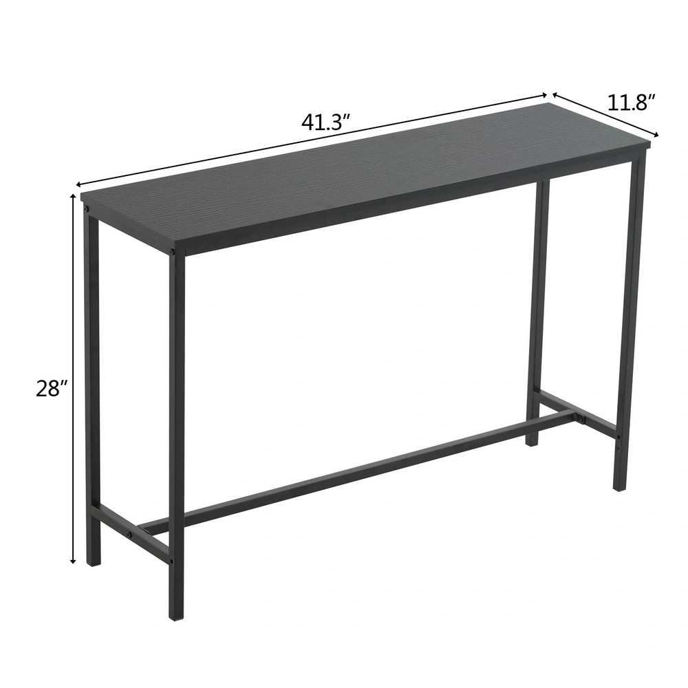 Industrial Style Black Oak Porch Table - 105 x 30 x 71cm view 2