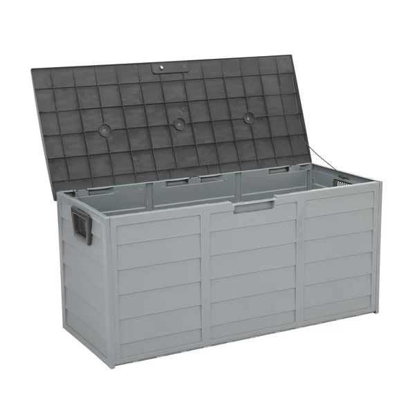 75gal 260L Outdoor Garden Plastic Storage Deck Box Chest Tools Cushions Toys Lockable Seat view 4