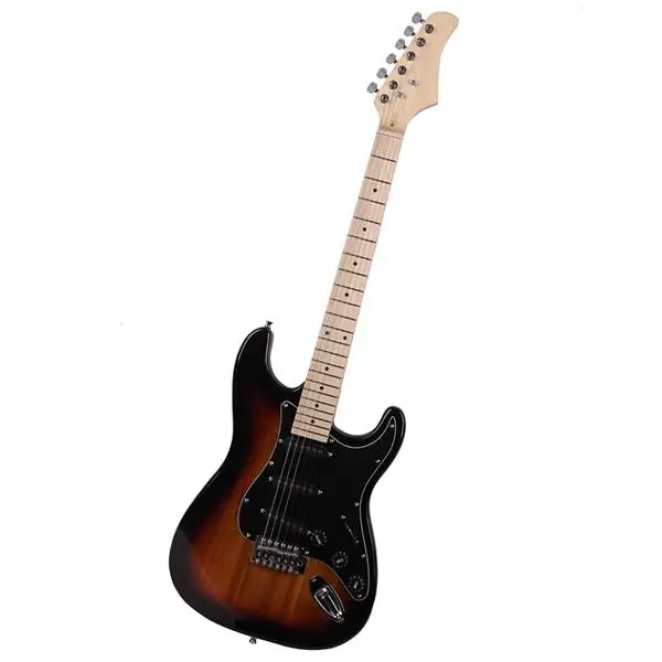 ST Stylish Electric Guitar with Black Pickguard Golden view 4