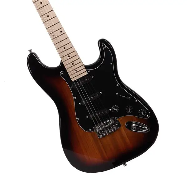 ST Stylish Electric Guitar with Black Pickguard Golden view 6