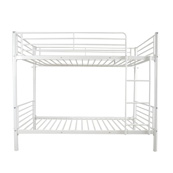 [Same Code:38354706]Iron Bed Bunk Bed with Ladder for Kids Twin Size White view 2