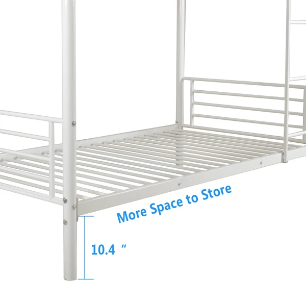 [Same Code:38354706]Iron Bed Bunk Bed with Ladder for Kids Twin Size White view 4