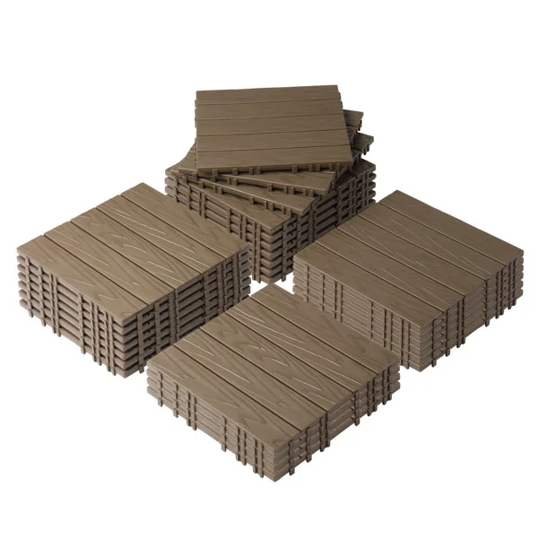 Plastic Interlocking Deck Tiles, 27 Pack, 11.8"x11.8" Waterproof Flooring Tiles for Indoor and Outdoor, Patio Floor Decking Tiles for Porch Poolside Balcony Backyard view 2