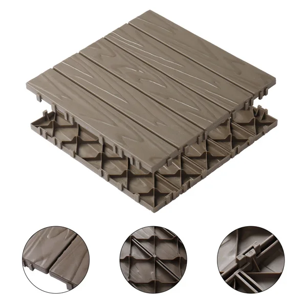 Plastic Interlocking Deck Tiles, 27 Pack, 11.8"x11.8" Waterproof Flooring Tiles for Indoor and Outdoor, Patio Floor Decking Tiles for Porch Poolside Balcony Backyard view 4