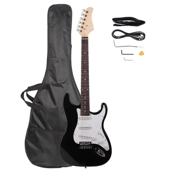 Rosewood Fingerboard Electric Guitar Black w/ White view 2