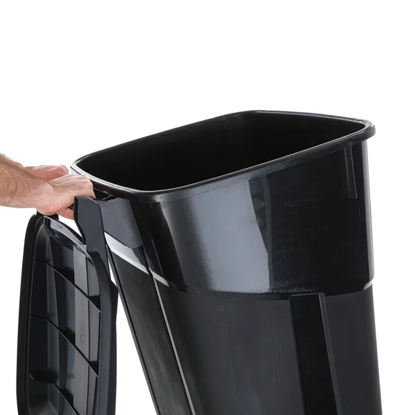 (2 pack)32 Gallon Wheeled Heavy Duty Plastic Garbage Can, Attached Lid, Black view 4