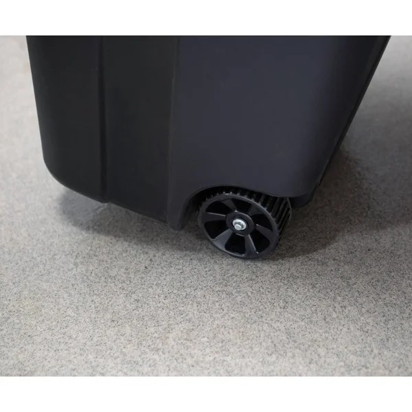 (2 pack)32 Gallon Wheeled Heavy Duty Plastic Garbage Can, Attached Lid, Black view 5