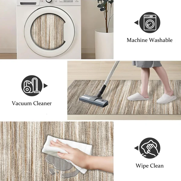 Three-piece kitchen rug set, non-slip and washable, abstract pattern kitchen hallway rug, soft and comfortable, suitable for sinks, floors, entrances, hallways and bathrooms. view 3