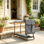 Gray Foldable Garden Kneeler and Seat – Heavy Duty 2-in-1 Stool with EVA Pad and Detachable Tool Pouch - Image 2