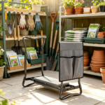 Gray Foldable Garden Kneeler and Seat – Heavy Duty 2-in-1 Stool with EVA Pad and Detachable Tool Pouch - Image 5