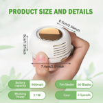 Portable Clip-On Small Silent Bladeless Fan USB Rechargeable 3-Speed Mini Fans (products W/ battery US Logistics For DHL Ground/ Fedex Ground. TK/TMEU only For self-pickup, self-pickup Cannot use USPS) - Image 5
