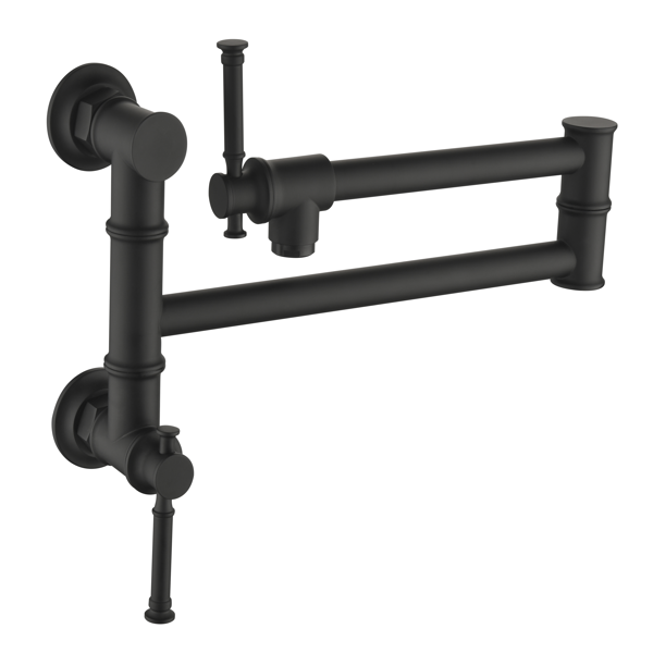 Wall mounted Pot Filler Faucet, Modern Brass Pot Filler Two-Attachment Wall Mount Folding Kitchen Pot Filler Swing Arm