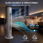 US Standard RTW-AR Tower Fan, 110V 45W, 32 Inch, Column Shape, White Plastic Body, Copper Motor, Touch & Remote Control, 3 Speeds, 3 Modes, Oscillating Function, 7.5-Hour Timer, For Home Use - Image 8