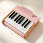 18-Key Wooden Kids Piano with Music Stand, Pastel Color Toddler Musical Toy, Educational Keyboard Instrument Gift for Boys Girls Ages 3+ Pink - Image 7