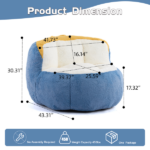 Oversized Bean Bag Chairs,Multicolor Faux Fur Couch Filled with Shredded Sponge,Large Lounger Sofa For Living Room,No Assembly Required , Blue+White+Yellow - Image 5