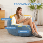 Oversized Bean Bag Chairs,Multicolor Faux Fur Couch Filled with Shredded Sponge,Large Lounger Sofa For Living Room,No Assembly Required , Blue+White+Yellow - Image 6