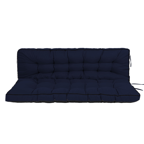 Outdoor Swing Cushions 63 Inch, Waterproof 4" Thick Porch Swing Cushion Replacement with Backrest and Ties, Comfortable 2-3 Seat Pation Swing Pad for Backyard, Garden, Lawn, Outdoor Furniture dark blue