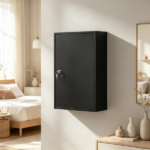 Black Wall Mount Medicine Cabinet – 3 Tier Shelves, 2 Lock Keys, 15.7" x 7.1" x 23.6" Bathroom Cabinet - Image 5
