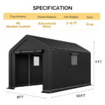 8x10 FT Storage Shed with 2 Roll-up Windows, Heavy Duty Bike Tent - Image 3