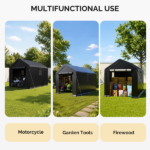 8x10 FT Storage Shed with 2 Roll-up Windows, Heavy Duty Bike Tent - Image 5
