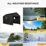 8x10 FT Storage Shed with 2 Roll-up Windows, Heavy Duty Bike Tent - Image 7