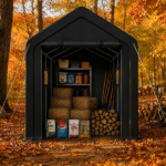 8x10 FT Storage Shed with 2 Roll-up Windows, Heavy Duty Bike Tent - Image 8