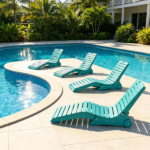 HDPE In-Pool Lounge Chair with Rear Rolling Wheels, 450 LBS Capacity S-Curve Ergonomic Pool Chaise for 5.5"-8.5" Water Depth 304 Stainless Steel Hardware Weather Resistant Sun Shelf Pool Float Seat - Turquoise - Image 5