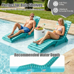 HDPE In-Pool Lounge Chair with Rear Rolling Wheels, 450 LBS Capacity S-Curve Ergonomic Pool Chaise for 5.5"-8.5" Water Depth 304 Stainless Steel Hardware Weather Resistant Sun Shelf Pool Float Seat - Turquoise - Image 6