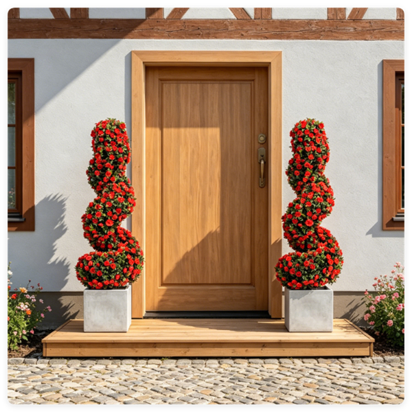 06203348_1 2 Pack Realistic Lifelike Faux Spiral Plant, All-Weather PE Artificial Flower Shrub for Indoor Outdoor Home Garden Decoration - Red - Image 1