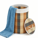 13.2 Gallon Bamboo Laundry Hamper with Lid & Removable Liner, Collapsible Dirty Clothes Basket with Side Handles for Bathroom Nursery Laundry Room - Image 2
