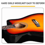 Sunset color 41-inch Dreadnought barrel-shaped cutaway acoustic guitar with pick, strings, capo, gig bag, tuner, wrench tool, and shoulder strap - Image 4