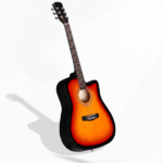 Sunset color 41-inch Dreadnought barrel-shaped cutaway acoustic guitar with pick, strings, capo, gig bag, tuner, wrench tool, and shoulder strap - Image 7