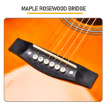 Sunset color 41-inch Dreadnought barrel-shaped cutaway acoustic guitar with pick, strings, capo, gig bag, tuner, wrench tool, and shoulder strap - Image 8