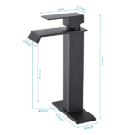 Waterfall Spout Bathroom Sink Single Handle Faucet with Pop-Up Drain (No Overflow) - Image 4