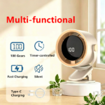 Clip-On USB Rechargeable Desktop Portable Small Fan Adjustment 5 Speed w/ LED display& Hook For Camping Office Home Stroller Car (products W/ battery US Logistics For DHL Ground/ Fedex Ground. TK/TMEU only For self-pickup, self-pickup Cannot use USPS) - Image 7